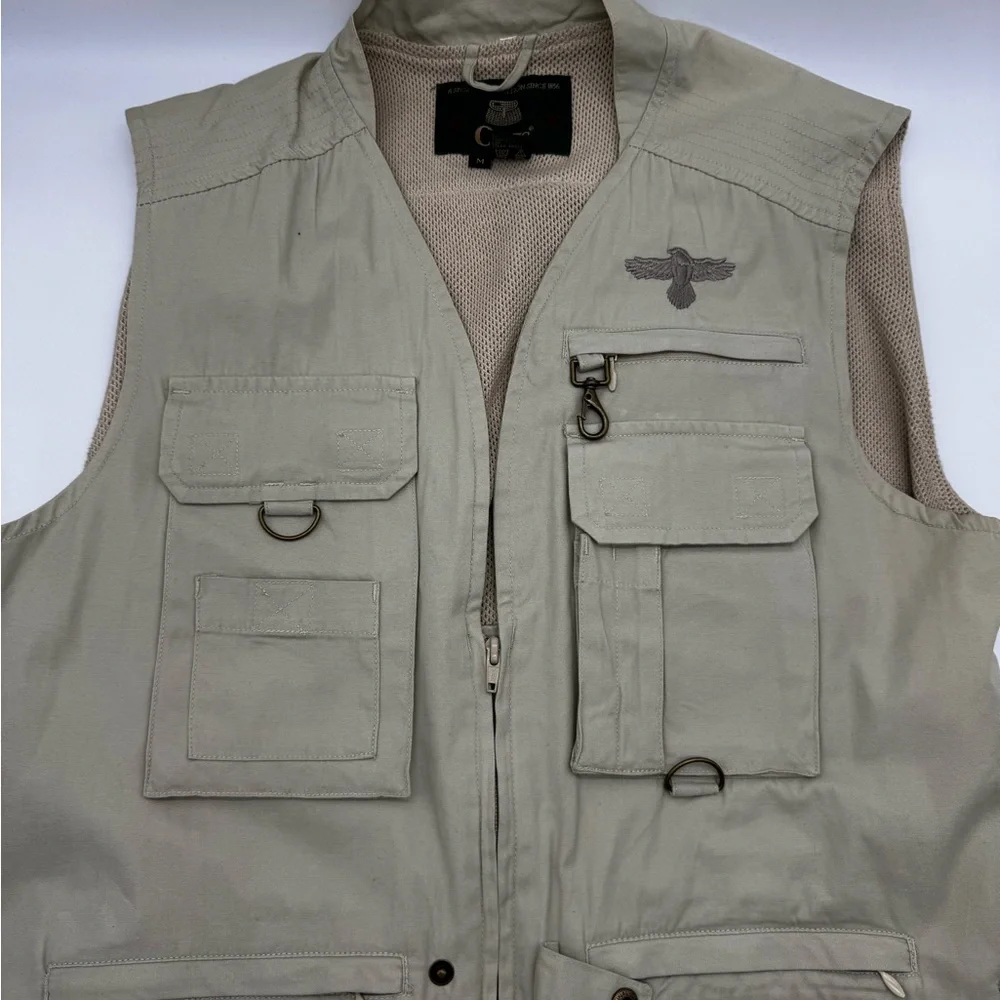 VTG Orvis Khaki Vented Utility Vest with Multiple Pockets Fishing Hunting Medium